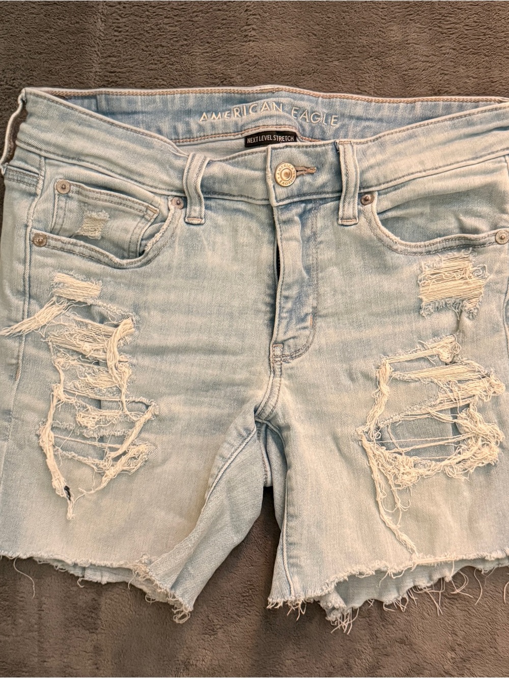American Eagle Outfitters Light Blue Distressed Denim Shorts